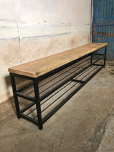 Load image into Gallery viewer, Shoe Rack / Shoe Storage Bench Hand Made Industrial made from Metal and Reclaimed Wood
